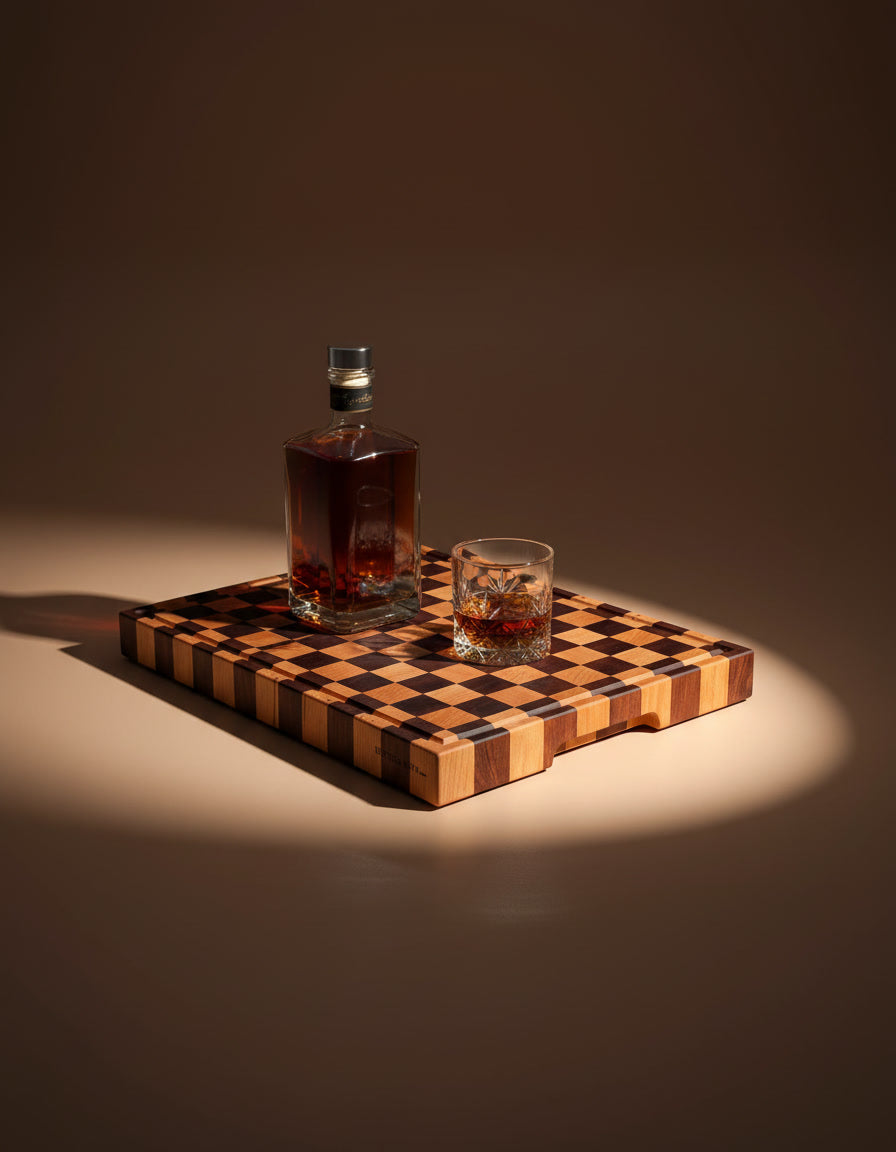 vassoio da portata di lusso artigianale in legno di mogano e faggio per vino e liquori