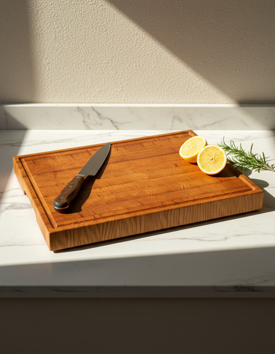 tagliere in legno professionale da cucina resistente end grain con canalina raccogli liquidi