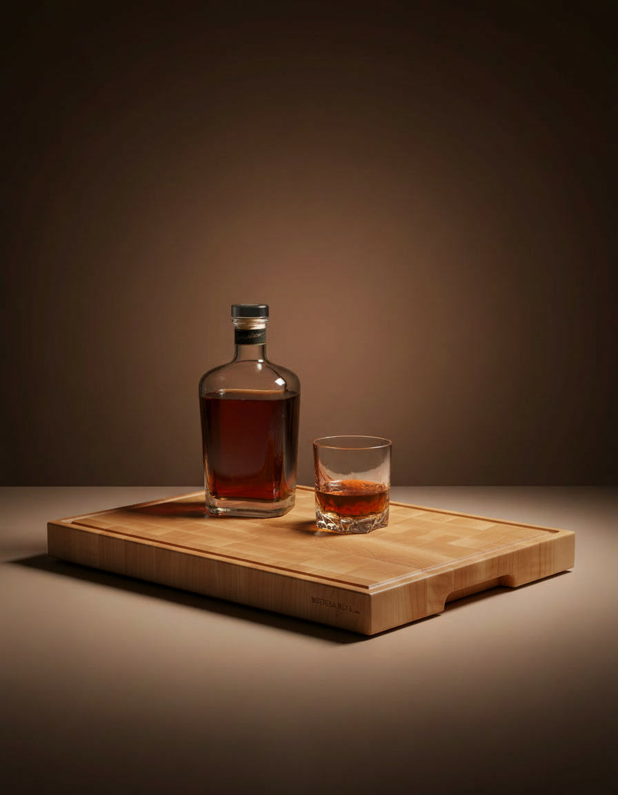vassoio da portata di lusso artigianale in legno di acero per vino e liquori
